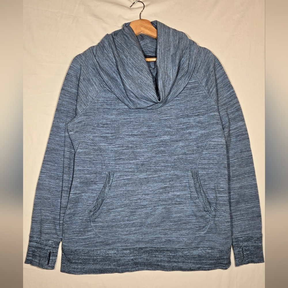 EUC LL Bean Women's Blue Cowl Neck Sweater, Size Large
